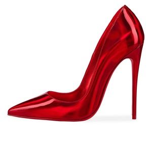 NWT Christian Louboutin So Kate 120mm Metal Patent Red Size 38.5